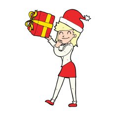 cartoon woman with present N20