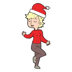 cartoon woman getting ready for christmas N13