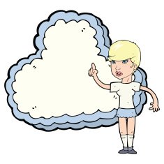 woman with text space cloud N10