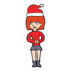 cartoon woman ready for christmas N73