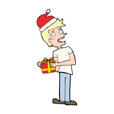cartoon man with present N4