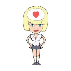 cartoon woman thining about love N4