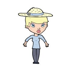 cartoon woman in summer hat N8