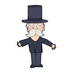 cartoon man wearing top hat N69