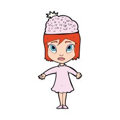cartoon woman wearing winter hat N83