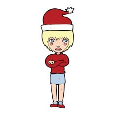 cartoon woman ready for christmas N77