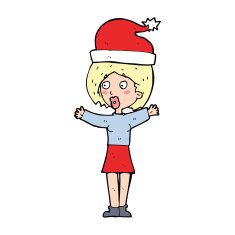cartoon woman wearing xmas hat N4