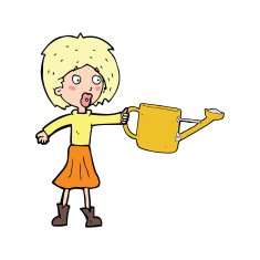 cartoon woman with watering can N4