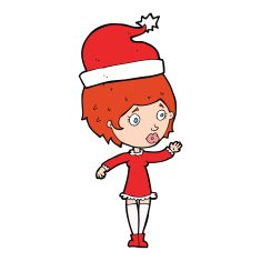 cartoon woman ready for christmas N78