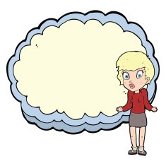 woman with text space cloud N11