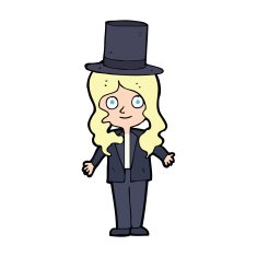cartoon woman wearing top hat N4
