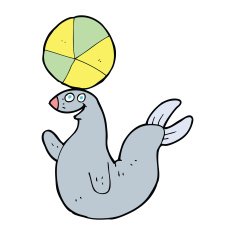 cartoon seal balancing ball N4