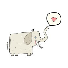 cartoon elephant with love heart N4