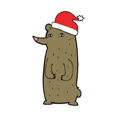 cartoon bear in xmas hat N4