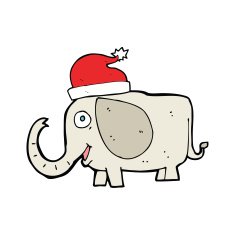 cartoon elephant in christmas hat N4