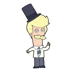 cartoon man wearing top hat N70