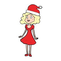 cartoon woman dressed for christmas N4