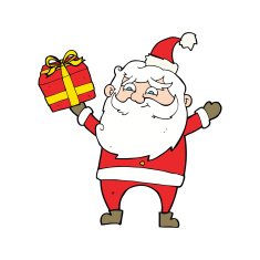 cartoon happy santa claus with present N4