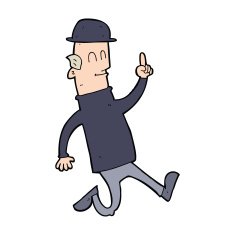 cartoon man wearing bowler hat N35