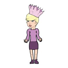 cartoon woman wearing paper crown N7