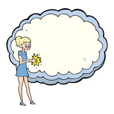 woman with text space cloud N12