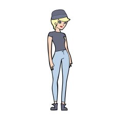 cartoon pretty woman wearing hat N4