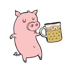 cartoon pig with beer N4