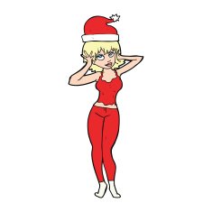 cartoon woman all ready for christmas N4