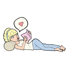 cartoon woman loving her book N3