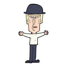 cartoon man wearing bowler hat N40