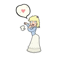 cartoon woman dropping handkerchief N4