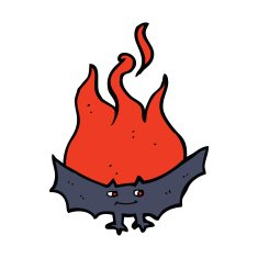 cartoon flaming halloween bat N5