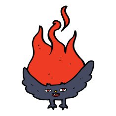 cartoon flaming halloween bat N6