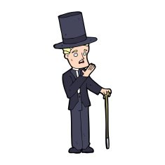 cartoon man wearing top hat N71