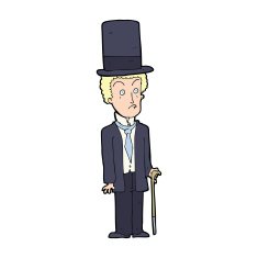 cartoon man wearing top hat N72
