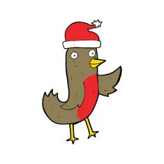 cartoon christmas robin wearing hat N8
