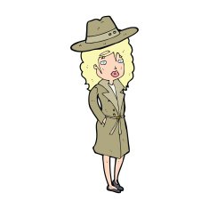 cartoon woman wearing sensible hat N7