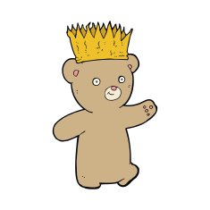 cartoon teddy bear wearing paper crown N11