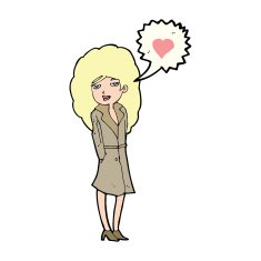 cartoon trenchcoat wearing woman in love N4
