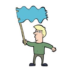 cartoon man waving flag N4