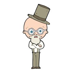 cartoon old man wearing top hat N4