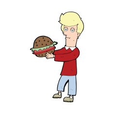 cartoon man eating burger N4