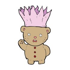 cartoon teddy bear wearing paper crown N12
