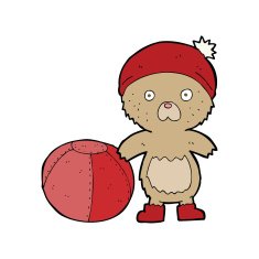 cartoon bear in hat with ball N4