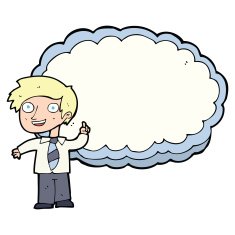 cartoon school boy with idea N4