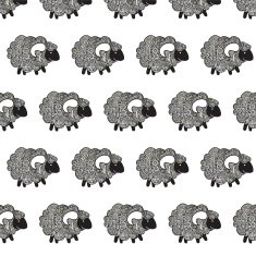 Hand drawn Vector seamless pattern with sheep