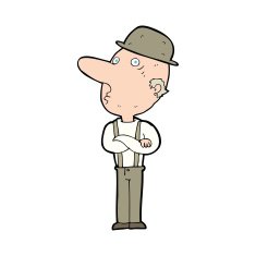 cartoon man in hat N28