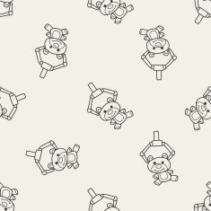 get bear doll doodle seamless pattern background
