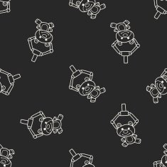 get bear doll doodle seamless pattern background N2