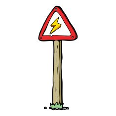 cartoon electrical warning sign N15